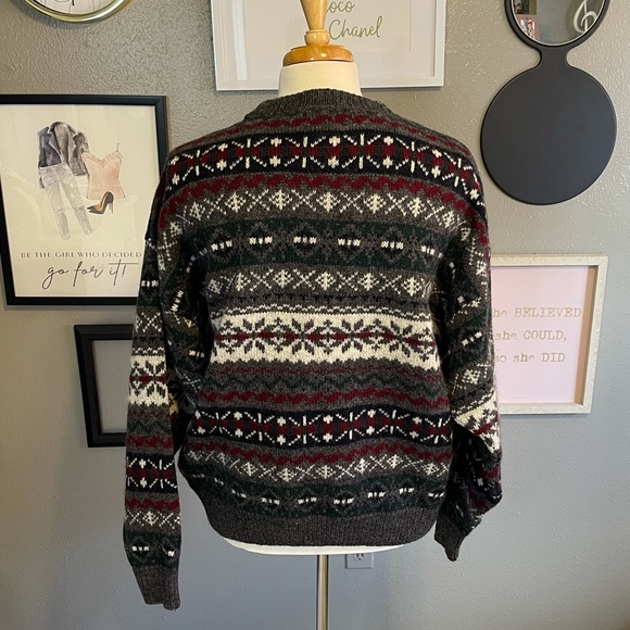 Woolrich Fair Isle Gray Wool Sweater XL - Picture 3 of 11